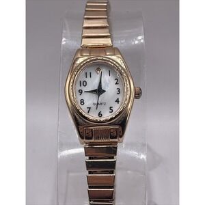 White Stag Women's Quartz Watch Rose Gold Stretch‎ Band MOP Dial- New Battery